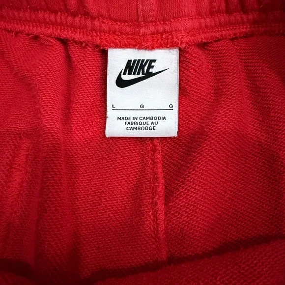Nike Red Allover Logo Fleece Shorts Men’s Size Large L Athletic Sweat Shorts - Picture 5 of 5
